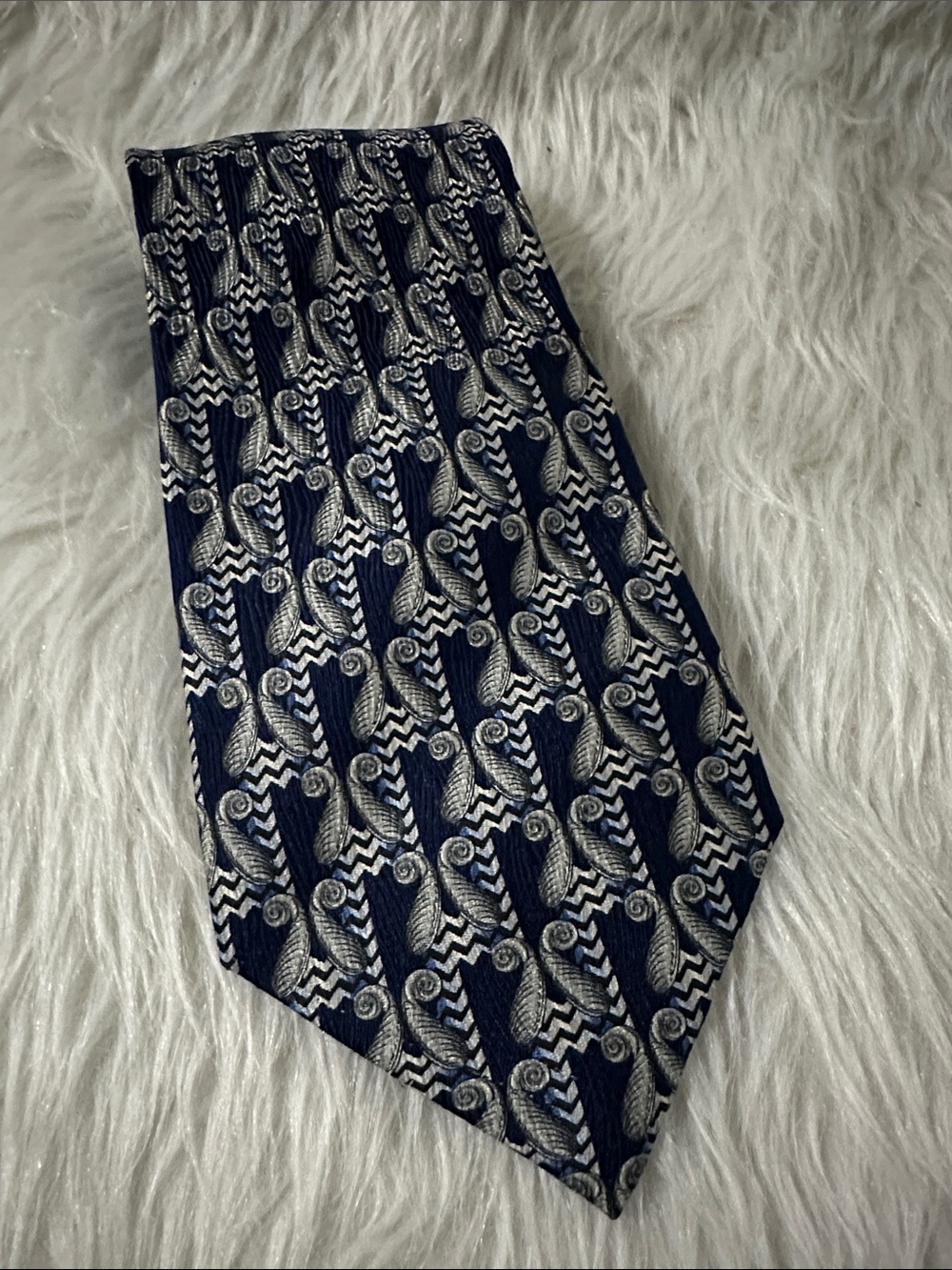 Navy Paisley & Chevron Pattern Men's Tie